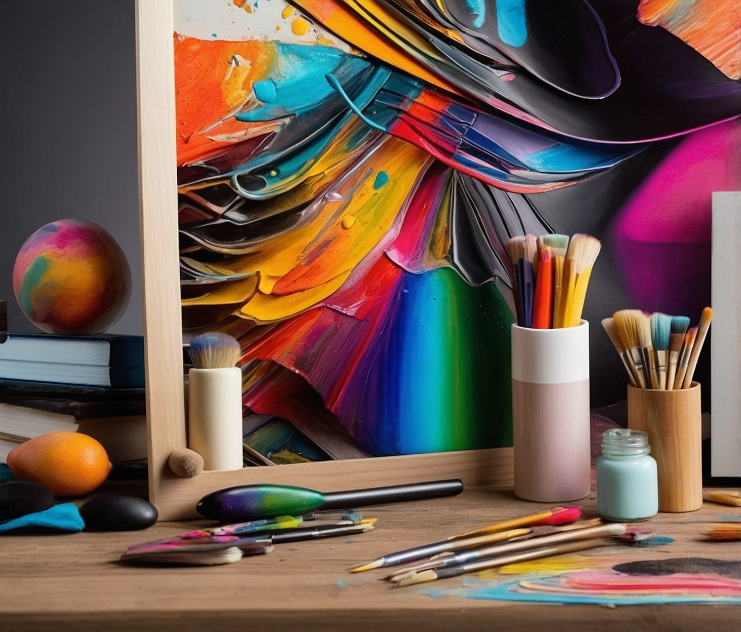 Obra abstracta con movimiento y energía visual